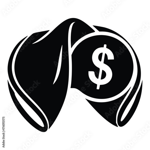 Fortune Cookie with Dollar Sign Symbolizing Financial Luck.
