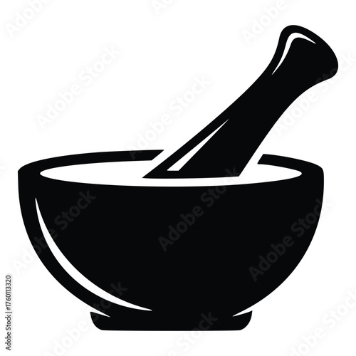 Mortar and Pestle Icon for Pharmacy and Herbal Medicine.