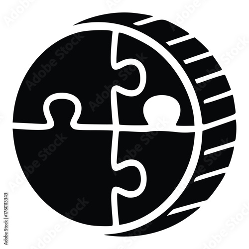 Puzzle piece coin icon representing financial problem solving and strategy.