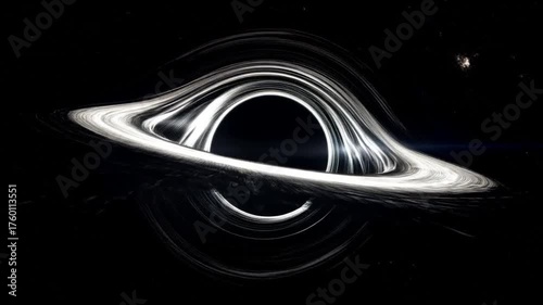 Powerful Black Hole with Luminous Accretion Disk and Gravitational Lensing Effect in Deep Space