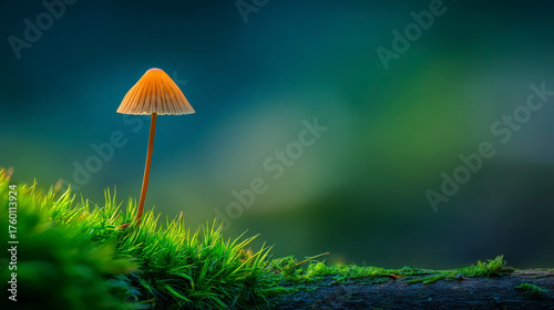 Wallpaper Mural A mushroom is standing on a patch of green grass Torontodigital.ca