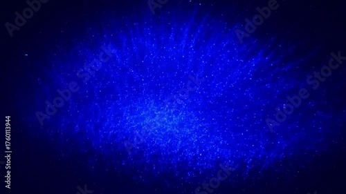 Vibrant Blue Particles Radiating on Dark Background, Creating a Dynamic, Abstract Light Explosion