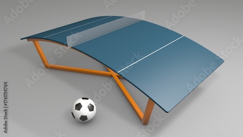 Teqball Table and a Soccer Ball in 3D render
