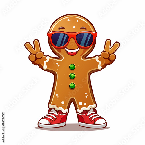 Cool Gingerbread Man Mascot Vector