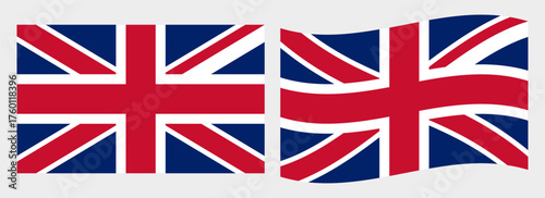 Great Britain flag wave and flat vector Illustration
Vector flag