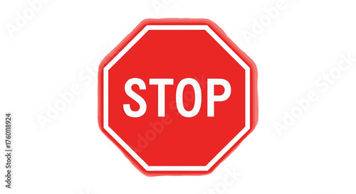 Vector  a red stop sign with a prominent octagon shape displaying the word stop in capital letters front