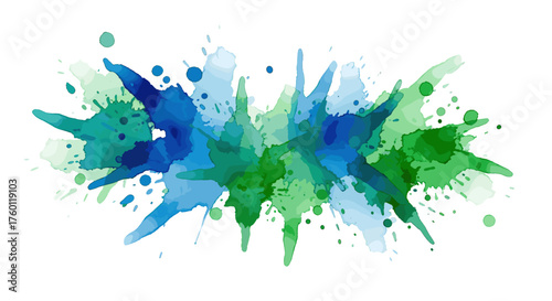 Vector  abstract watercolor splash design with shades of blue and green creating a vibrant effect