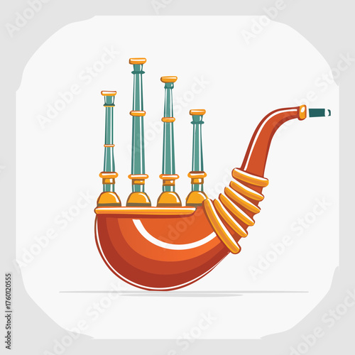 Stylized Illustration of a Traditional Bagpipe Instrument.