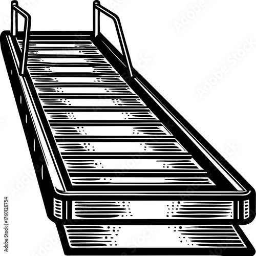 Monochrome Treadmill Illustration: A striking monochrome illustration of a treadmill, perfect for design needs.