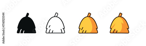 Vector icon haystack autumn same pose same proportions four styles black solid glyph outline minimal flat multicolor filled cartoon flat shaded.