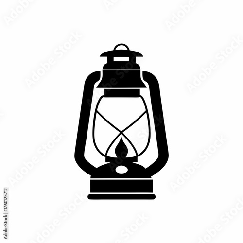 Vintage kerosene lantern icon, vector illustration