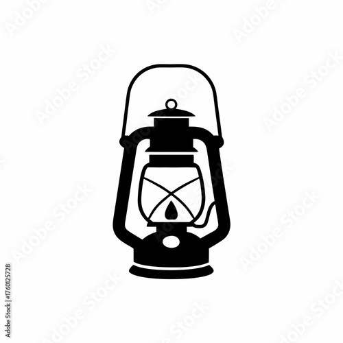 Vintage kerosene lamp icon, vector illustration
