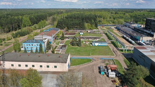 The territory of an industrial chemical plant producing paint, varnish and other products from petroleum products