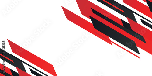 Modern background with overlapping abstract geometric shapes in red and black. Technology and sports theme background. Futuristic concept for covers, banners, brochures, certificates, and cards.