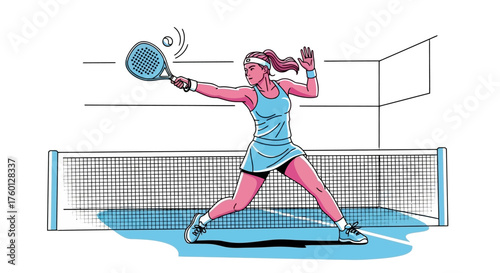 Tennis player hitting a ball during a match on a court