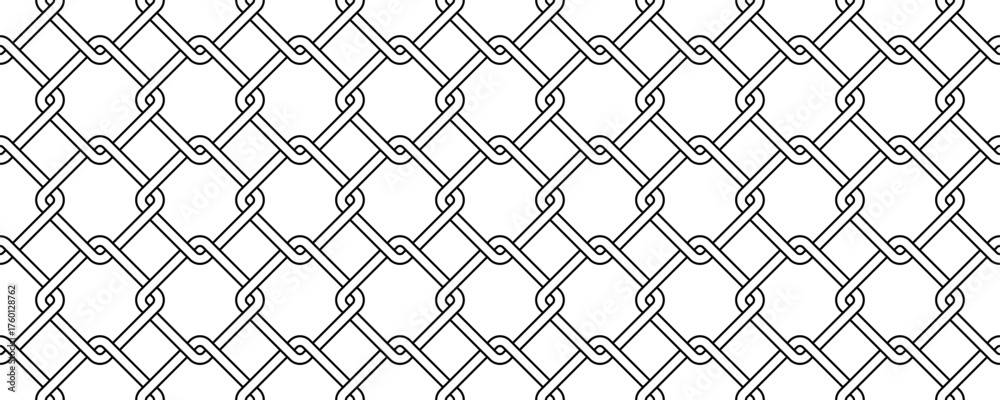 Fototapeta premium Seamless geometric interlocking diamond pattern in black and white line design