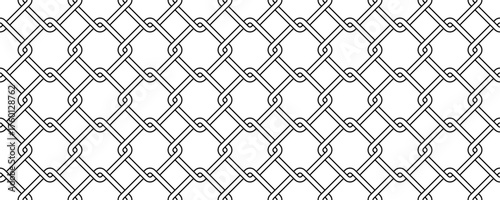 Seamless geometric interlocking diamond pattern in black and white line design