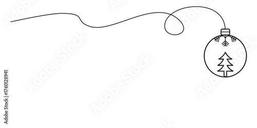Christmas ball vector line art. Christmas ball with snowflakes
