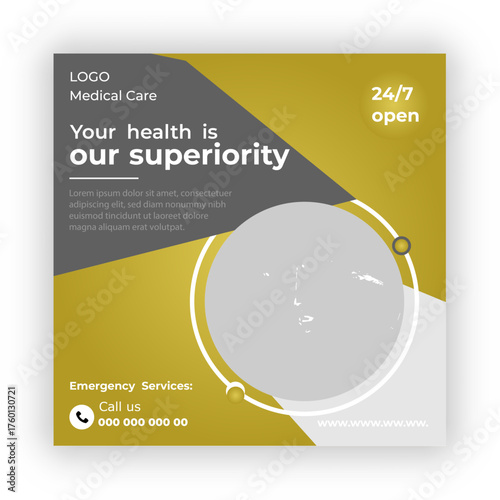 Medical health care social media post design template


