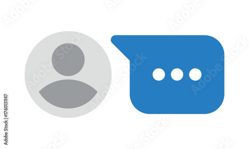 User chat icon with blue speech bubble and typing indicator for messaging and support platforms