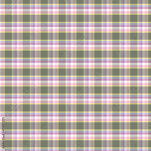 Pastel Pink and Yellow Plaid Pattern on Dark Neutral Background, Cute Tartan Fabric Texture,