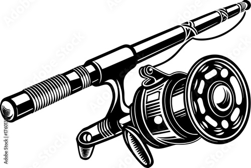 Fishing Rod: A meticulously crafted illustration of a fishing rod, highlighting the sleek design and essential components of a fishing rod. 