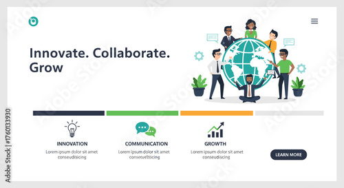 Global business team innovating and collaborating for organizational growth