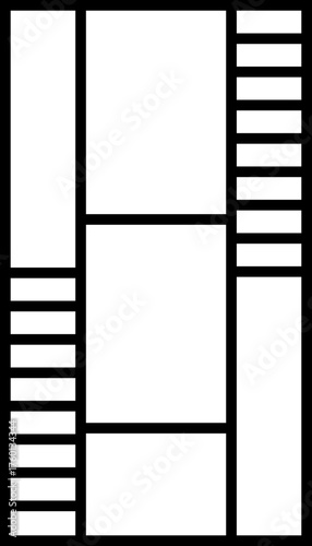 A thick and vertical grid layout with three unequal columns, where at least one column is further divided into rows for Instagram stories.