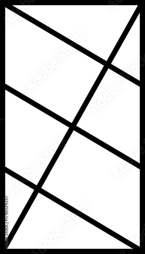 A thick and vertical grid layout with a diagonal line and three other opposing diagonal lines for Instagram stories.