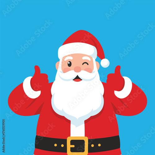 Happy Santa Claus Showing Double Thumbs Up Sign