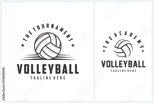 Volleyball logo design vector, vintage volleyball team logo design vector illustration template, volleyball tournament logo