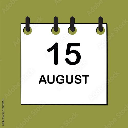 August 15. Daily Calendar icon for design. Simple design for business brochure, flyer, print media, advertisement. Easily editable.