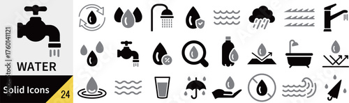 ベクターの水に関するシルエットアイコンセット

