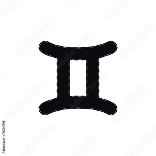 Zodiac horoscope. Gemini astrological icon symbol. Stylized star sign esoteric. Simple line vector illustration.