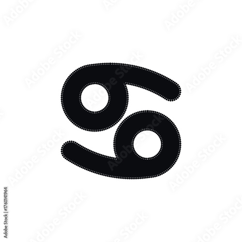 Zodiac horoscope. Cancer astrological icon symbol. Stylized star sign esoteric. Simple line vector illustration.