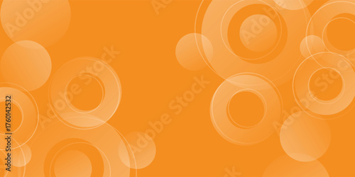 Orange background with semi-transparent circles of varying sizes and opacities, creating a layered effect.