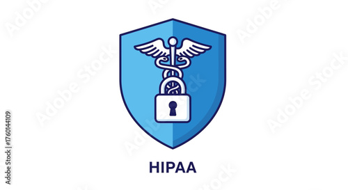 hippa compliance shield safeguarding medical data with security illustrating healthcare data protection ensuring patient privacy and confidentiality regulations.