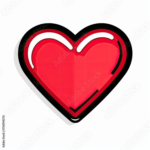 Red heart graphic icon on white background, for web design or social media use