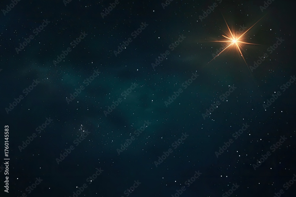 Obraz premium Star shines bright in dark space. Galaxy visible, concept for astrology or astronomy