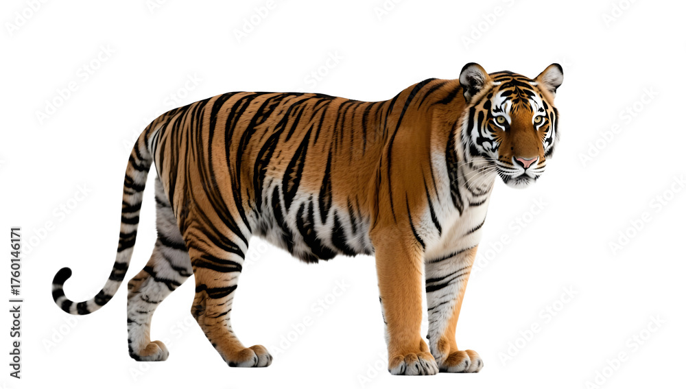 Obraz premium A realistic tiger on a plain white background