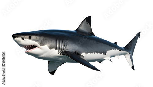 A great white shark isolated on a clean background