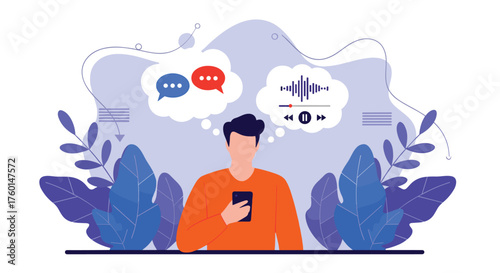 Engaging with audio content and messages on a mobile device for modern communication and immersive experiences in a world of vibrant connections