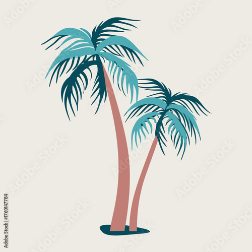 Palm trees vector illustration, tropical plants, summer vibes, vacation mood