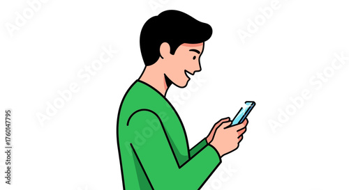 man using smartphone for social media scrolling through news feed at home connecting with friends ideal for app promotion and mobile tech blogs