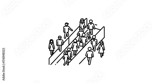 people on escalator diverse group using escalator urban transportation in busy public space conveying movement connection  modern lifestyle.