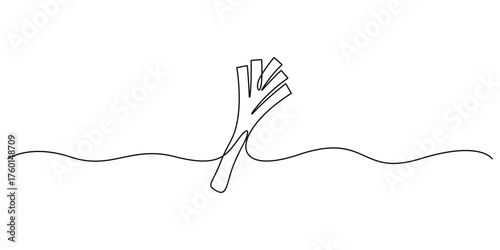 Continuous one line drawing of leek minimal outline vector illustration