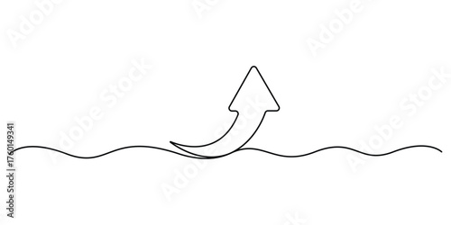Continuous one line drawing of arrow up minimal outline vector illustration