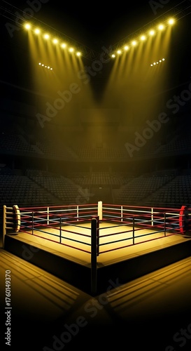 Boxing Ring Spotlight - A Stage for Champions and Intense Competition.