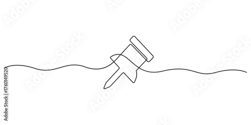 Vector illustration of paper pin or pushpin continuous one line drawing
