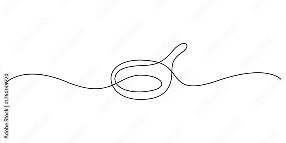 Obraz premium Frying pan continuous one line drawing minimalist outline vector illustration